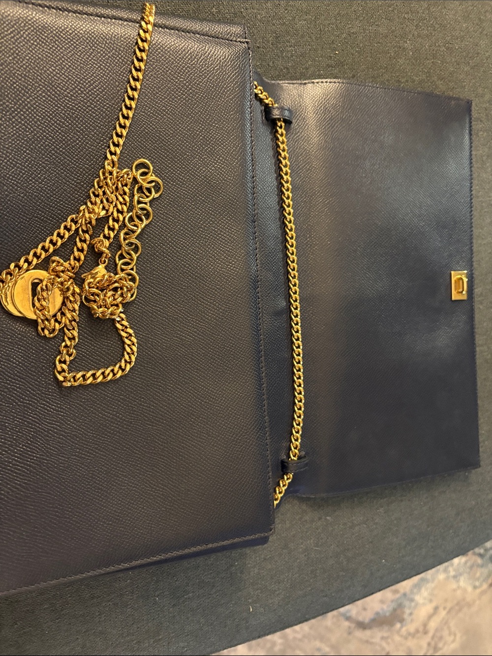 Salvatore Ferragamo Black Textured Leather Shoulder Bag with Gold Hardware - Picture 7 of 12